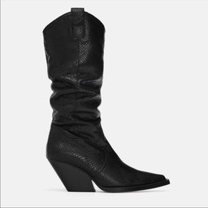Zara used leather cowboy boots! Snakeprint!